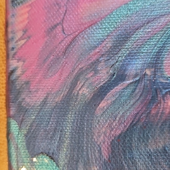 Abstract or Fluid Canvas Art Contemporary in Blue, Pink and Purple, Resin Sealed - Picture 4 of 6